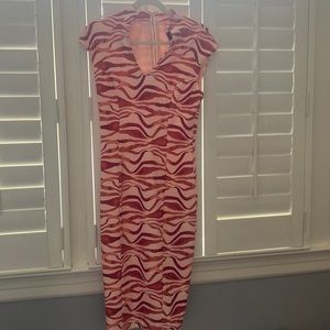 Pink and red ankle length dress